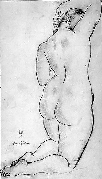 Kneeling Nude, Tsuguharu Foujita (French (born Japan), Tokyo 1886–1968 Zurich), Graphite on paper 