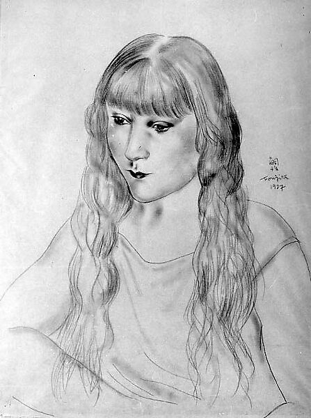 Portrait of a Girl, Tsuguharu Foujita (French (born Japan), Tokyo 1886–1968 Zurich), Graphite with smudging on paper 