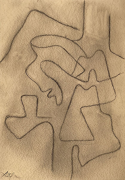 Untitled, Jean Arp (French (born Germany), Strasbourg 1886–1966 Basel), Black crayon on paper 