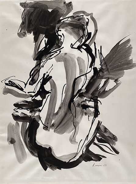 Figure Study Number 1, Robert Ranieri (American, born 1930), Brush and black ink and ink wash on paper 
