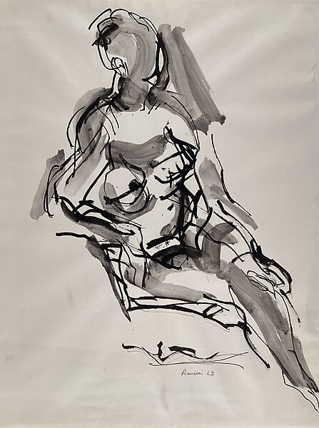 Nude, Robert Ranieri (American, born 1930), Brush and black ink and wash on paper 
