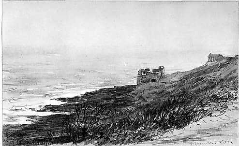 Coast Scene, Sir Muirhead Bone (British, Glasgow, Scotland 1876–1953 Oxford), Watercolor and graphite on paper mounted on paper 