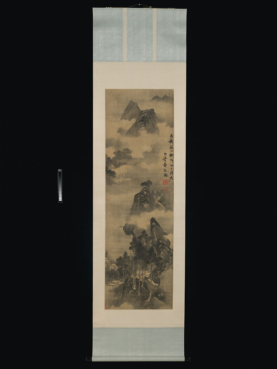 Landscape, Zhang Ruitu (Chinese, 1570–1641), Hanging scroll; ink on satin, China