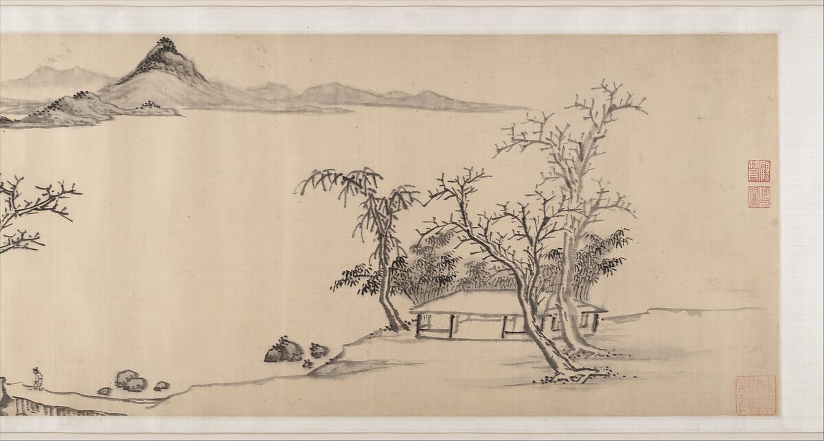 Illustration of Su Shi’s “Second Rhapsody on Red Cliff”, Zhang Ruitu (Chinese, 1570–1641), Handscroll; ink on satin, China