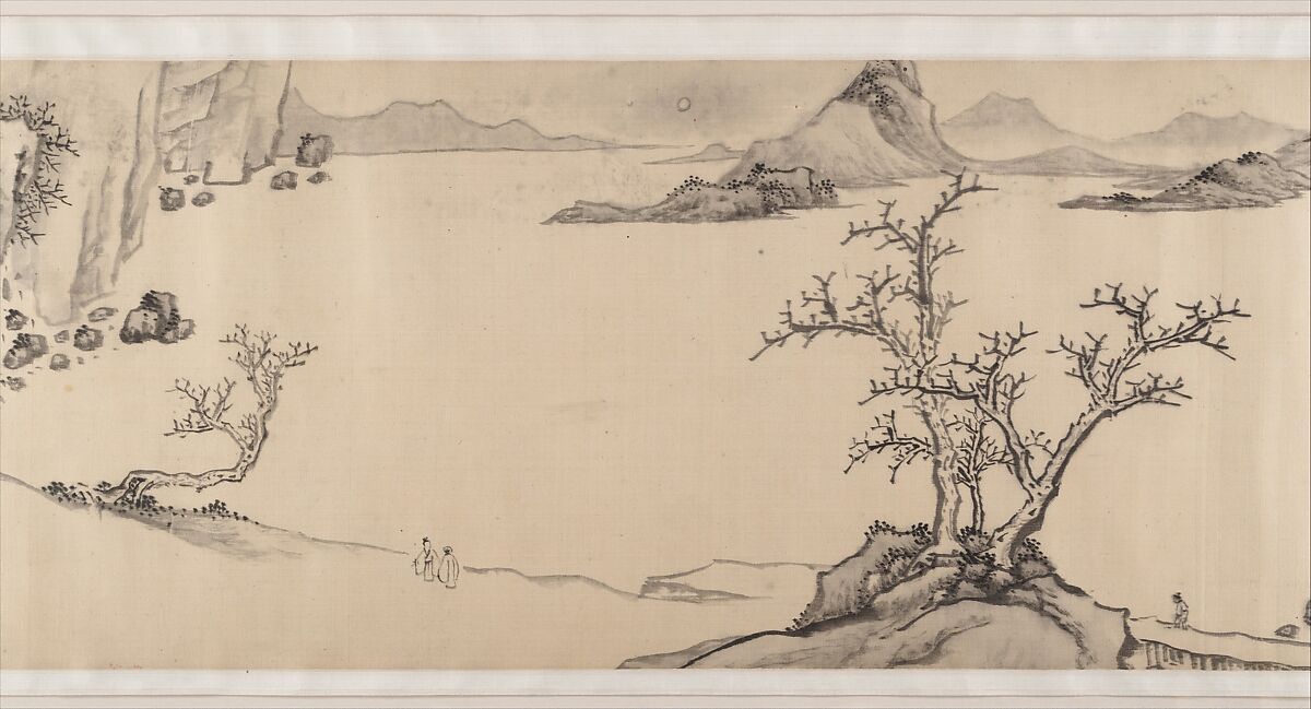 Illustration of Su Shi’s “Second Rhapsody on Red Cliff”, Zhang Ruitu (Chinese, 1570–1641), Handscroll; ink on satin, China