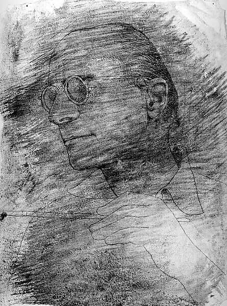 Self-Portrait, Kurt Seligmann (American (born Switzerland), Basel 1900–1962 Sugar Loaf, New York), Graphite on handmade paper mounted on gesso prepared board 