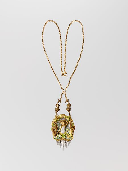 Pendant jewel, Plisson &amp; Hartz Bijoutier (French), Gold, diamonds, baroque pearl, enamel 