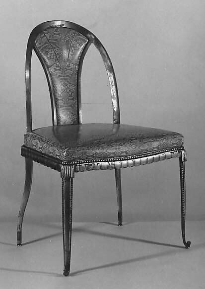 Chair, Edgar Brandt (French, Paris 1880–1960), Iron, modern plastic upholstery 