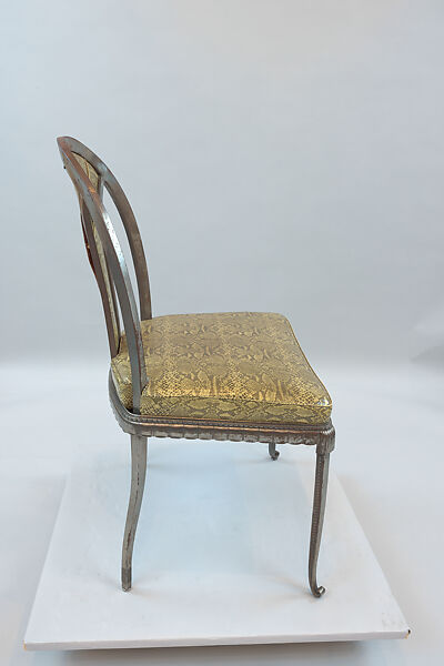 Chair, Edgar Brandt (French, Paris 1880–1960), Iron, modern plasticized Poly(vinyl chloride) (PVC-P) upholstery