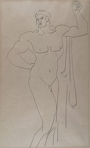 Standing Male Nude, Gaston Lachaise (American (born France) Paris 1882–1935 New York), Graphite on paper 