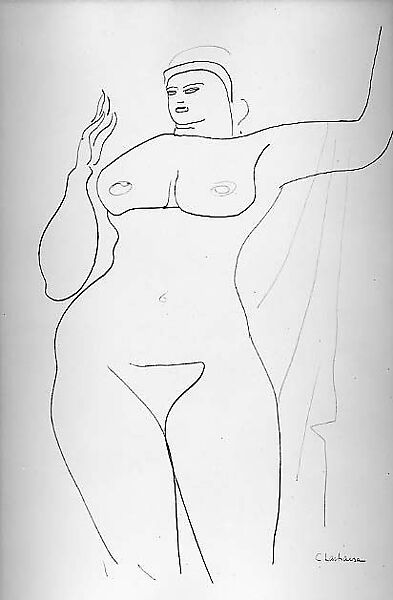 Standing Female Nude, Gaston Lachaise (American (born France) 1882–1935), Graphite on paper 