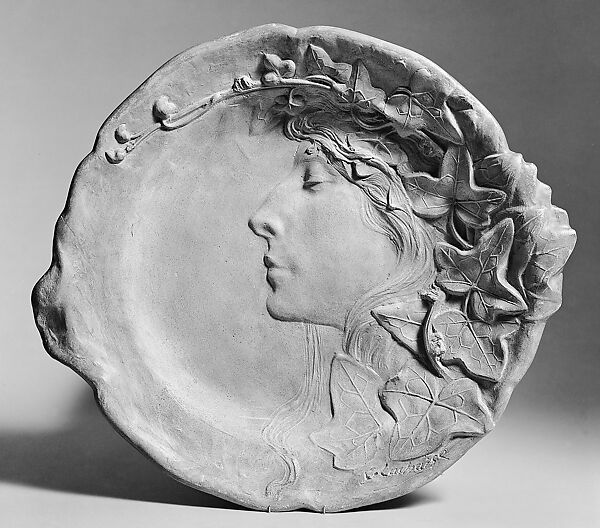 Plate with Profile Head, Gaston Lachaise (American (born France) 1882–1935), Plaster, painted 