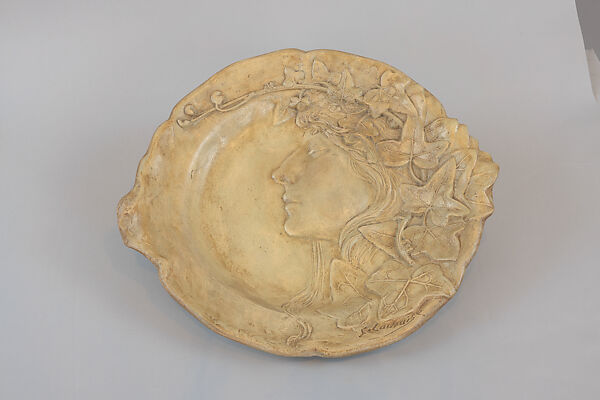 Plate with Profile Head, Gaston Lachaise (American (born France) Paris 1882–1935 New York), Plaster, painted 