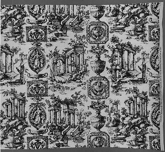 "Portico" Textile, Screen-printed linen and cotton 