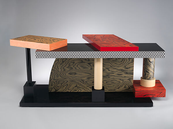 Tartar Table, Ettore Sottsass (Italian (born Austria), Innsbruck 1917–2007 Milan), Reconstituted wood veneer, plastic laminate (HPL print laminate), lacquer, plywood 