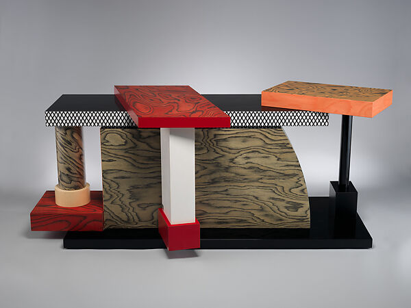 Tartar Table, Ettore Sottsass (Italian (born Austria), Innsbruck 1917–2007 Milan), Reconstituted wood veneer, plastic laminate (HPL print laminate), lacquer, plywood
