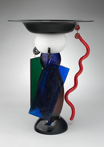 Effira Vase, Ettore Sottsass (Italian (born Austria), Innsbruck 1917–2007 Milan), Glass and metal 