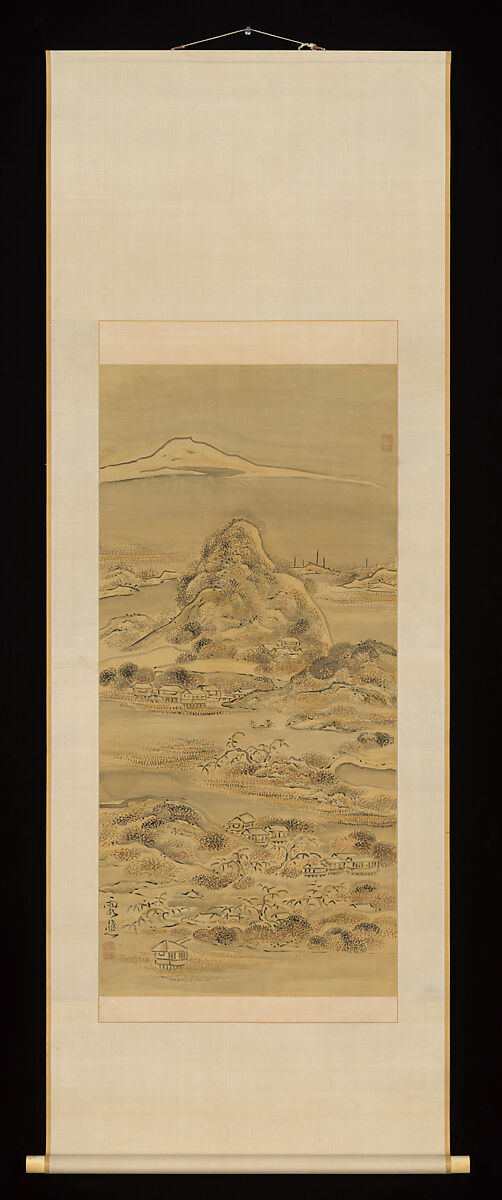 Landscapes in Summer and Winter, Ike no Taiga (Japanese, 1723–1776), Hanging scroll; ink on silk, Japan