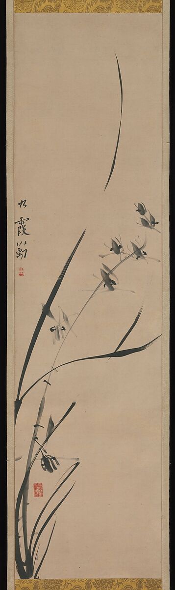 Orchids, Ike Taiga (Japanese, 1723–1776), Hanging scroll; ink on paper, Japan 