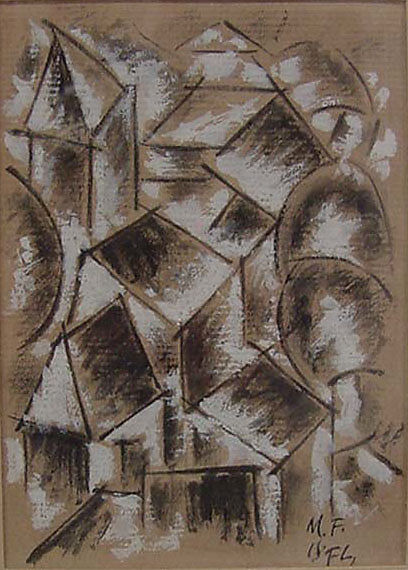 Rooftops, Fernand Léger (French, Argentan 1881–1955 Gif-sur-Yvette), Ink and opaque watercolor on paper 