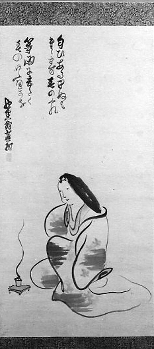 Woman Burning Incense, In the Style of Yosa Buson (Japanese, 1716–1783), Hanging scroll; ink and color on paper, Japan 