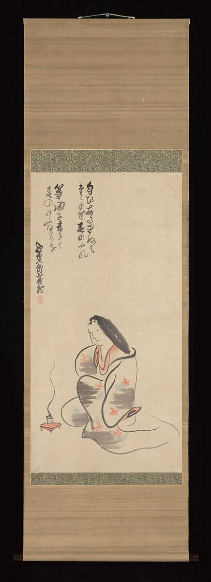 Woman Burning Incense, In the Style of Yosa Buson (Japanese, 1716–1783), Hanging scroll; ink and color on paper, Japan