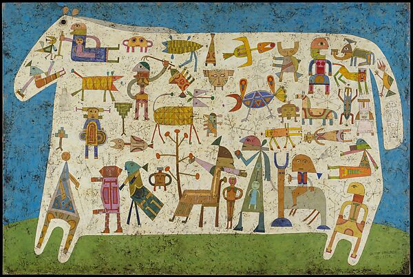 Prelude to a Civilization, Victor Brauner (Romanian, Piatra Neamt 1903–1966 Paris), Encaustic and ink on Masonite 