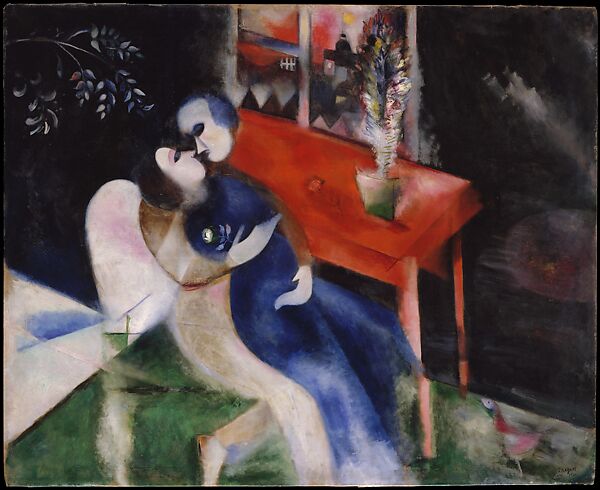 The Lovers, Marc Chagall (French, Vitebsk 1887–1985 Saint-Paul-de-Vence), Oil on canvas 