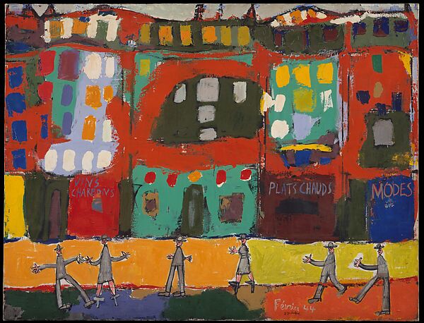 View of Paris with Furtive Pedestrians, Jean Dubuffet (French, Le Havre 1901–1985 Paris), Oil on canvas 