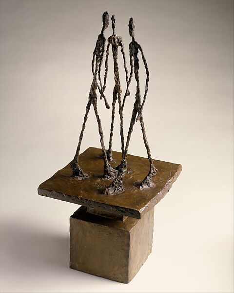 Three Men Walking II, Alberto Giacometti (Swiss, Borgonovo 1901–1966 Chur), Bronze 