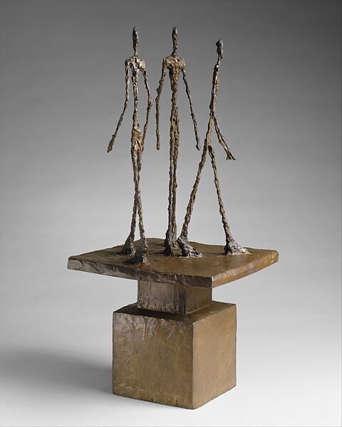 Three Men Walking II, Alberto Giacometti (Swiss, Borgonovo 1901–1966 Chur), Bronze