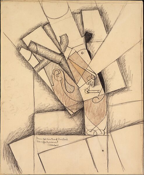 The Smoker, Juan Gris (Spanish, Madrid 1887–1927 Boulogne-sur-Seine), Charcoal, crayon, and wash on paper 