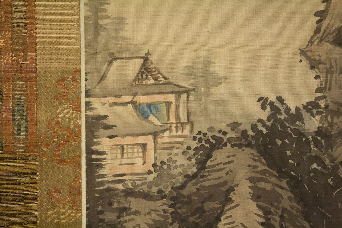 Mountain Scenery, Attributed to Senkaku Toshu (1804–1871), Hanging scroll; ink and color on silk, Japan