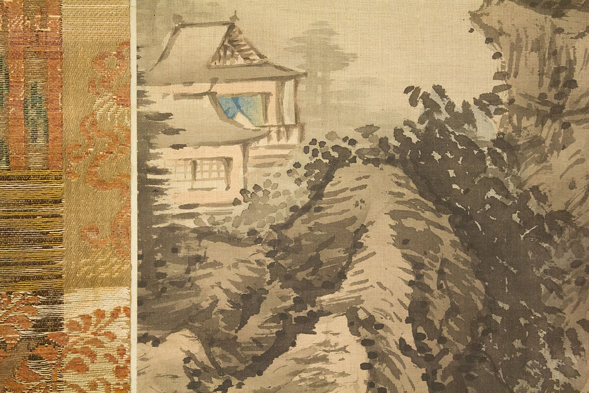 Mountain Scenery, Attributed to Senkaku Toshu (1804–1871), Hanging scroll; ink and color on silk, Japan