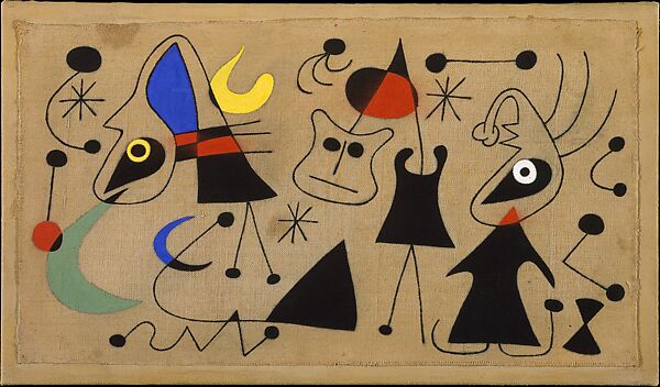 Women and Bird in the Night, Joan Miró (Spanish, Barcelona 1893–1983 Palma de Mallorca), Gouache on canvas 