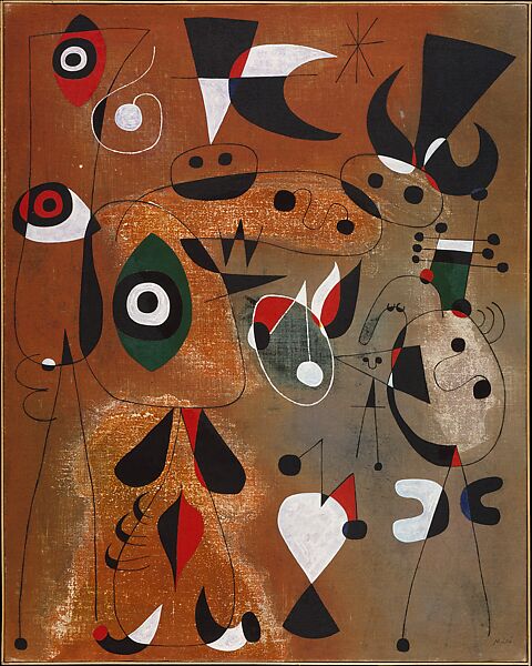 Women, Birds, and a Star, Joan Miró (Spanish, Barcelona 1893–1983 Palma de Mallorca), Oil on canvas 