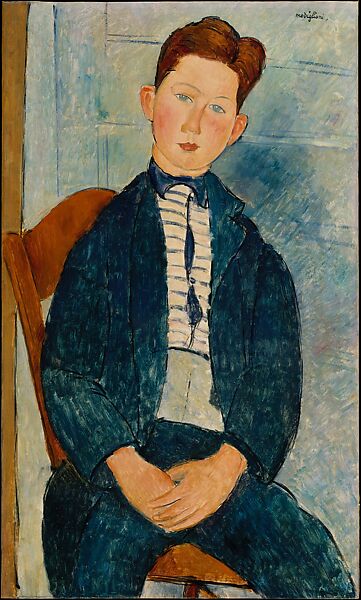 Boy in a Striped Sweater, Amedeo Modigliani (Italian, Livorno 1884–1920 Paris), Oil on canvas 