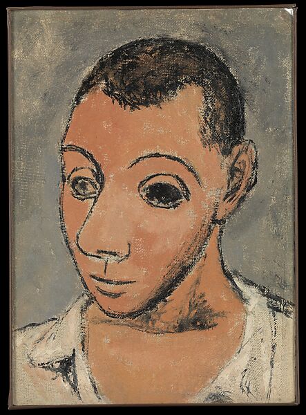 Self-Portrait, Pablo Picasso (Spanish, Malaga 1881–1973 Mougins, France), Oil on canvas mounted on honeycomb panel 