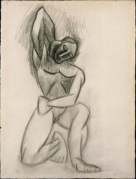 Kneeling Nude, Pablo Picasso (Spanish, Malaga 1881–1973 Mougins, France), Charcoal on paper
