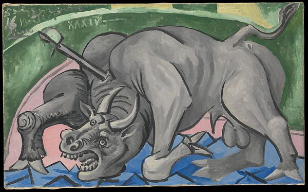 Dying Bull, Pablo Picasso (Spanish, Malaga 1881–1973 Mougins, France), Oil on canvas 