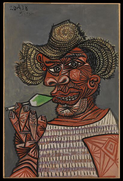 Man with a Lollipop, Pablo Picasso (Spanish, Malaga 1881–1973 Mougins, France), Oil on paper, mounted on canvas 