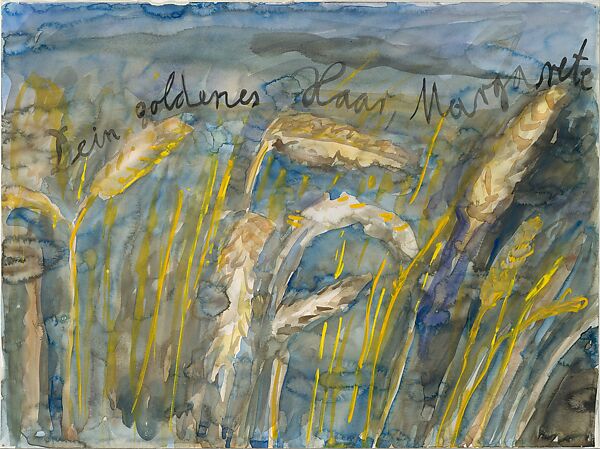 Your Golden Hair, Margarete, Anselm Kiefer (German, born Donaueschingen, 1945), Watercolor, gouache, and acrylic on paper 