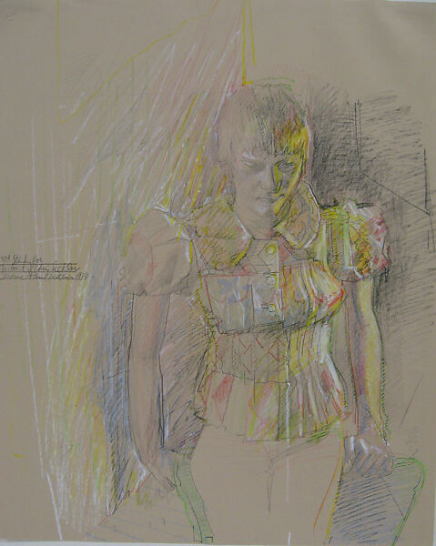 3rd Study for Portrait of Chris Sickler, Jerome Witkin (American, born 1939), Oil pastel, wax crayon, and graphite on paper 