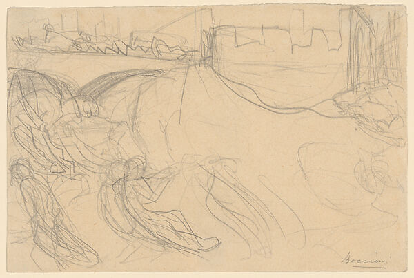Study for "The City Rises", Umberto Boccioni (Italian, Reggio 1882–1916 Sorte), Graphite on paper 