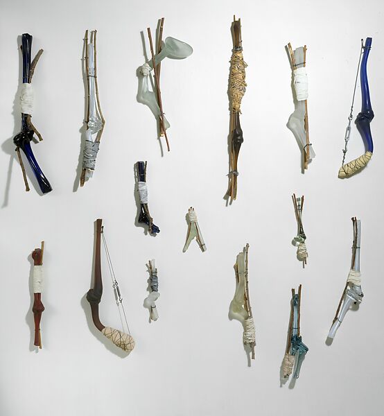 "Damaged Bone Series", Michael Aschenbrenner (American, born Pomona, California, 1949), Glass, fabric, wire, twigs 