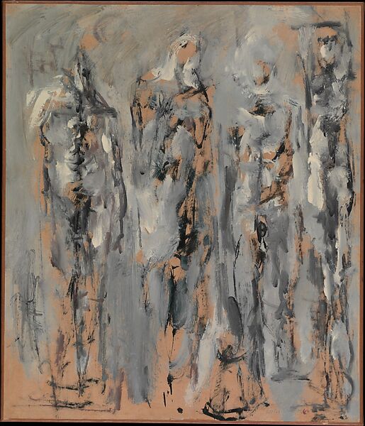 Untitled (Four Figures), Nicolas Carone (American, New York, New York 1917–2010 Hudson, New York), Enamel on paper, mounted on linen 