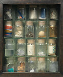 Untitled (Pharmacy), Joseph Cornell (American, Nyack, New York 1903–1972 Flushing, New York), Box construction: wood, glass, mirror, shells, sand, printed paper, coral, cork, feather, metal, and liquid