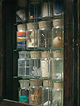 Untitled (Pharmacy), Joseph Cornell (American, Nyack, New York 1903–1972 Flushing, New York), Box construction: wood, glass, mirror, shells, sand, printed paper, coral, cork, feather, metal, and liquid