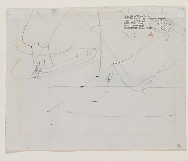 Untitled, Arshile Gorky (American (born Armenia), Khorkom 1904–1948 Sherman, Connecticut), Graphite and wax crayon on paper (recto); graphite on paper (verso)
