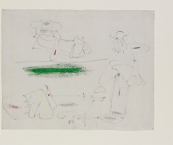 Untitled, Arshile Gorky (American (born Armenia), Khorkom 1904–1948 Sherman, Connecticut), Graphite and wax crayon on paper (recto); graphite on paper (verso) 